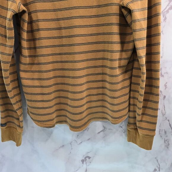 Columbia T Shirt Women Large Brown Long Sleeve Tee Thermal Waffle Striped V Neck - Picture 7 of 12
